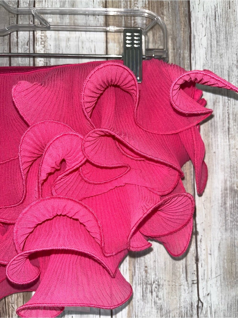 Zara Pink Pleated Ruffle Off Shoulder Crop Top Strapless S NWT - Picture 4 of 6